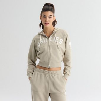 Women's Fanatics Sepia Tint Philadelphia Phillies Iconic Terry Full-Zip Hoodie