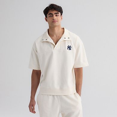 Men's Fanatics Bisque New York Yankees Iconic Short Sleeve Mock Neck Pullover