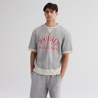 Men's Fanatics Steel Heather Philadelphia Phillies Iconic Terry Short Sleeve Sweatshirt