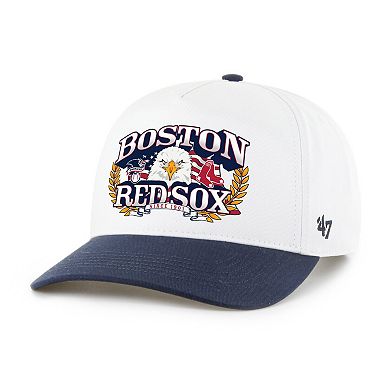 Men's '47 White/Navy Boston Red Sox Americana Eagle Hitch Adjustable Hat