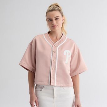Women's Fanatics Faded Rose Philadelphia Phillies Iconic Full-Button Satin Baseball Top