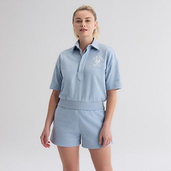 Women's Fanatics Sky Blue New York Mets Iconic Short Sleeve Polo Sweatshirt