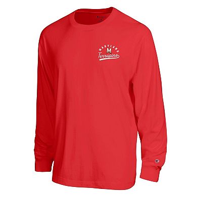 Men's Champion Red Maryland Terrapins Laminated All-Star Long Sleeve T-Shirt