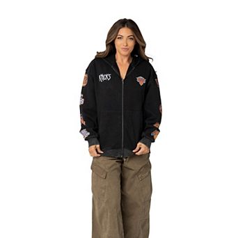 Unisex The Wild Collective Black New York Knicks Logo Sleeve Full-Zip Hoodie