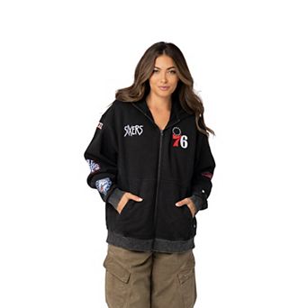 Unisex The Wild Collective Black Philadelphia 76ers Logo Sleeve Full-Zip Hoodie