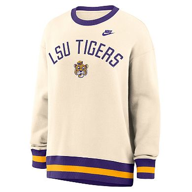 Women's Nike Natural LSU Tigers Oversized Legacy Arch Phoenix Sweatshirt