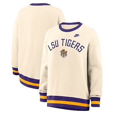 Women's Nike Natural LSU Tigers Oversized Legacy Arch Phoenix Sweatshirt