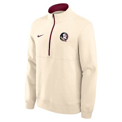 Men's Nike Cream Florida State Seminoles Primetime Club Fleece Half-Zip Pullover