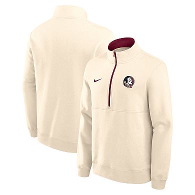 Men's Nike Cream Florida State Seminoles Primetime Club Fleece Half-Zip Pullover