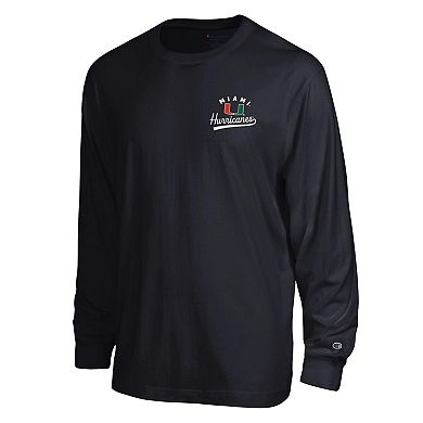Men's Champion Black Miami Hurricanes Laminated All-Star Long Sleeve T-Shirt