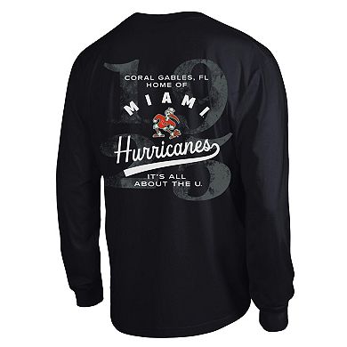 Men's Champion Black Miami Hurricanes Laminated All-Star Long Sleeve T-Shirt