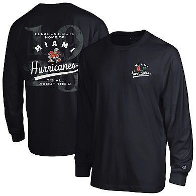 Men's Champion Black Miami Hurricanes Laminated All-Star Long Sleeve T-Shirt