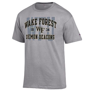 Men's Champion Heather Gray Wake Forest Demon Deacons Varsity T-Shirt