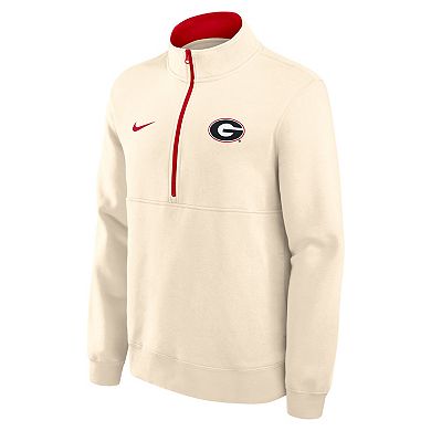 Men's Nike Cream Georgia Bulldogs Primetime Club Fleece Half-Zip Pullover