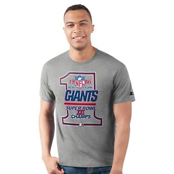Men's Starter Heather Gray New York Giants Super Bowl XXI Champions T-Shirt