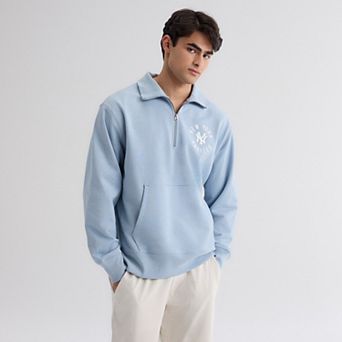 Men's Fanatics Sky Blue New York Yankees Iconic Terry Quarter-Zip Sweatshirt