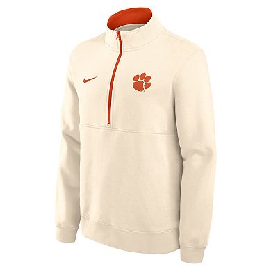 Men's Nike Cream Clemson Tigers Primetime Club Fleece Half-Zip Pullover
