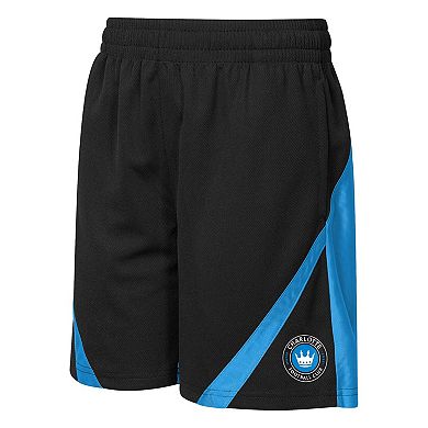 Youth Outerstuff Black/Blue Charlotte FC Color Blocked Shorts
