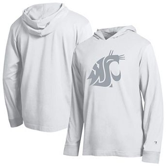 Men's Champion White Washington State Cougars Tonal All Star Long Sleeve Hooded T-Shirt