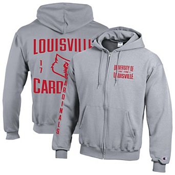 Men's Champion Gray Louisville Cardinals Varsity Powerblend Full-Zip Fleece Hoodie