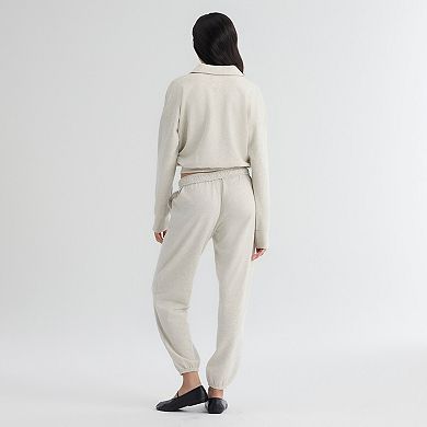 Women's Fanatics Oatmeal Heather New York Yankees Iconic Terry Track Pants