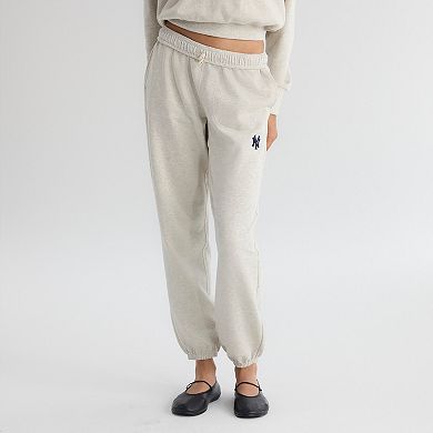 Women's Fanatics Oatmeal Heather New York Yankees Iconic Terry Track Pants