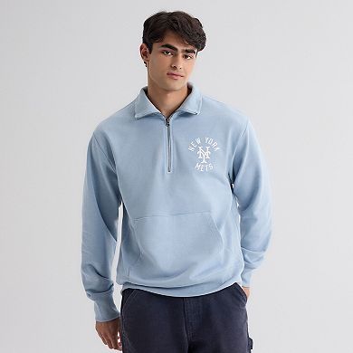 Men's Fanatics Sky Blue New York Mets Iconic Terry Quarter-Zip Sweatshirt