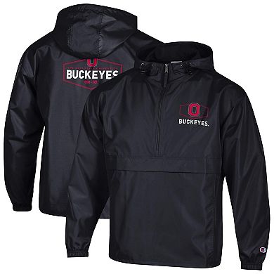 Men's Champion Black Ohio State Buckeyes Delay Packable Half-Zip Jacket