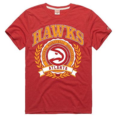 Unisex Homage Red Atlanta Hawks Crest Tri-Blend T-Shirt