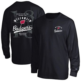 Men's Champion Black Wisconsin Badgers Laminated All-Star Long Sleeve T-Shirt