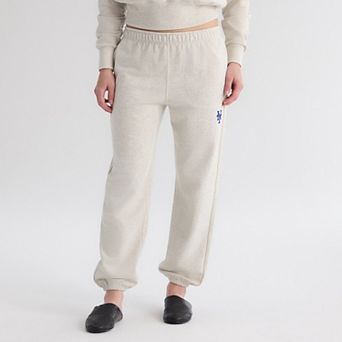 Women's Fanatics Oatmeal Heather New York Mets Iconic Terry Track Pants