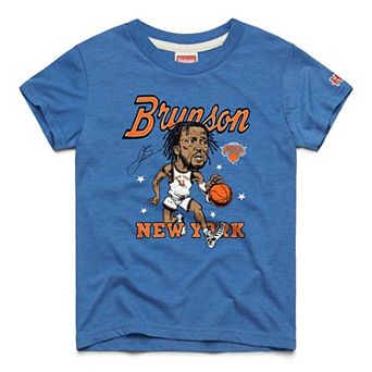 Youth Homage Jalen Brunson Blue New York Knicks Caricature Tri-Blend T-Shirt