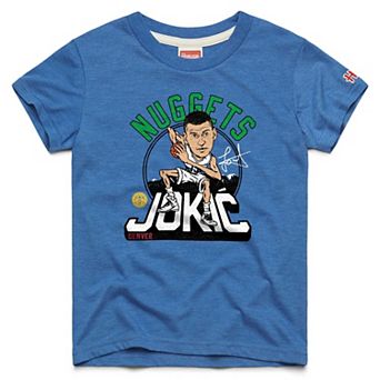 Youth Homage Nikola Joki Blue Denver Nuggets Caricature Tri-Blend T-Shirt
