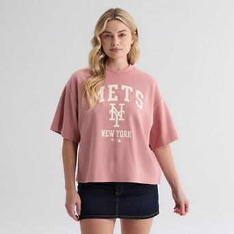 Women's Fanatics Faded Rose New York Mets Iconic Boxy T-Shirt