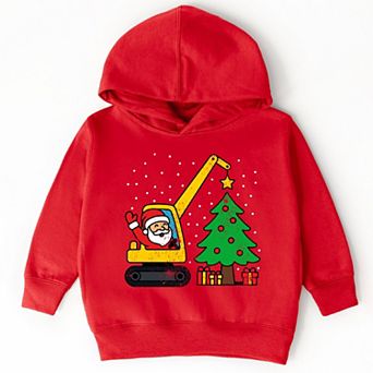 Santa Excavator Distressed - Toddler Hoodie