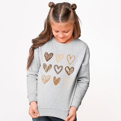 Brown Hearts Collage - Youth Graphic Sweatshirt