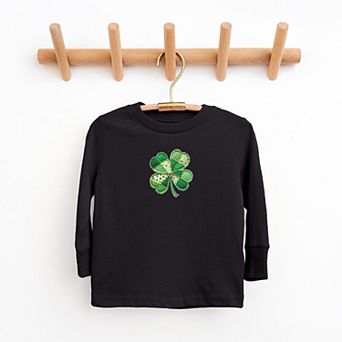 Four Leaf Clover Patchwork Print - Youth Long Sleeve Graphic T-Shirt