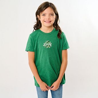 Lucky Clover Patchwork Print - Youth Short Sleeve Graphic T-Shirt