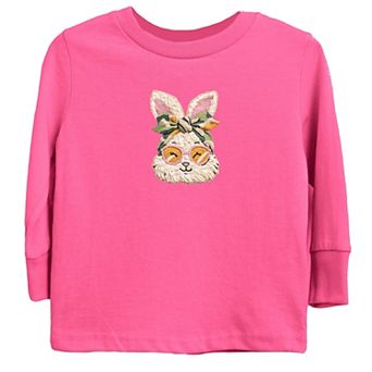 Bunny Face Yarn Print - Youth Long Sleeve Graphic T-Shirt