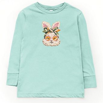 Bunny Face Yarn Print - Youth Long Sleeve Graphic T-Shirt