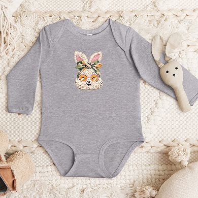 Bunny Face Yarn Print - Baby Long Sleeve Bodysuit