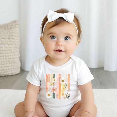 Daisies Stripes Faux Paint - Baby Short Sleeve Graphic Bodysuit