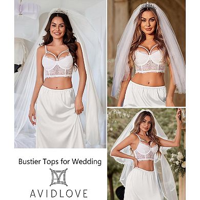 Avidlove Lace Bralette for Women V Neck Camisoles Adjustable Strap Two Layer Cami Crop Top