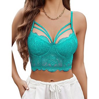 Avidlove Lace Bralette for Women V Neck Camisoles Adjustable Strap Two Layer Cami Crop Top