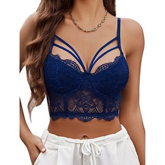 Avidlove Lace Bralette for Women V Neck Camisoles Adjustable Strap Two Layer Cami Crop Top