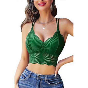 Avidlove Lace Bralette for Women V Neck Camisoles Racerback Double Layered Lace Crop Top Pcs