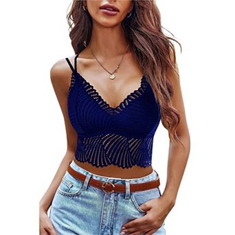 Avidlove Lace Bralette for Women V Neck Camisoles Racerback Double Layered Lace Crop Top Pcs