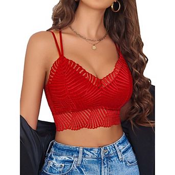 Avidlove Lace Bralette for Women V Neck Camisoles Racerback Double Layered Lace Crop Top Pcs