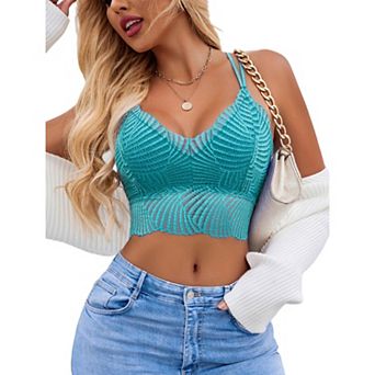 Avidlove Lace Bralette for Women V Neck Camisoles Racerback Double Layered Lace Crop Top Pcs