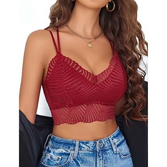Avidlove Lace Bralette for Women V Neck Camisoles Racerback Double Layered Lace Crop Top Pcs